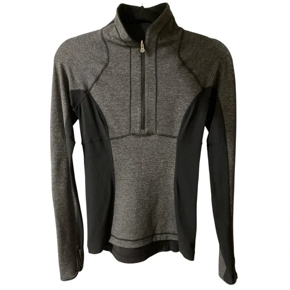LULULEMON Run Switch Back 1/2 Zip Reversible Pullover grey black/black, size 4 - Picture 4 of 12